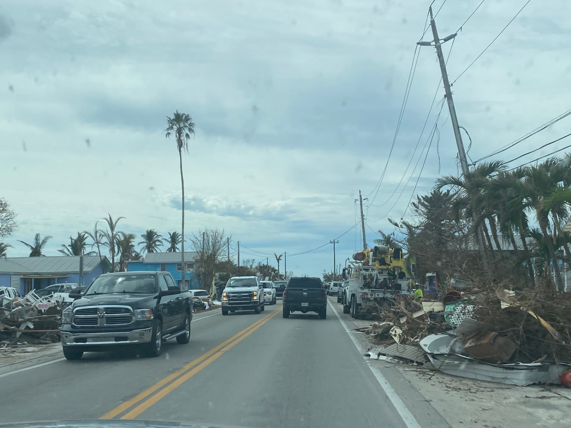 Crews working the main road