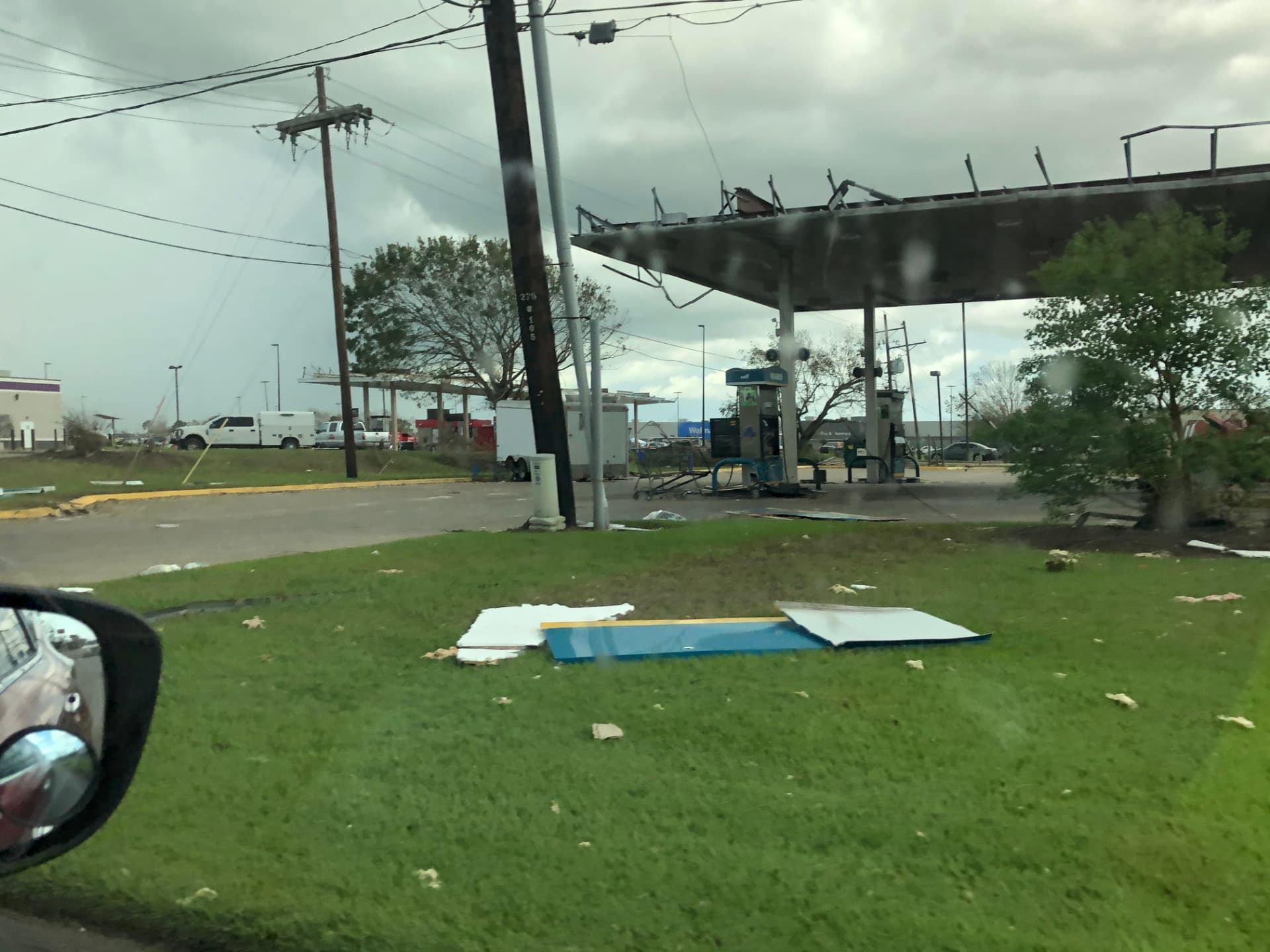 Canopy torn off the station