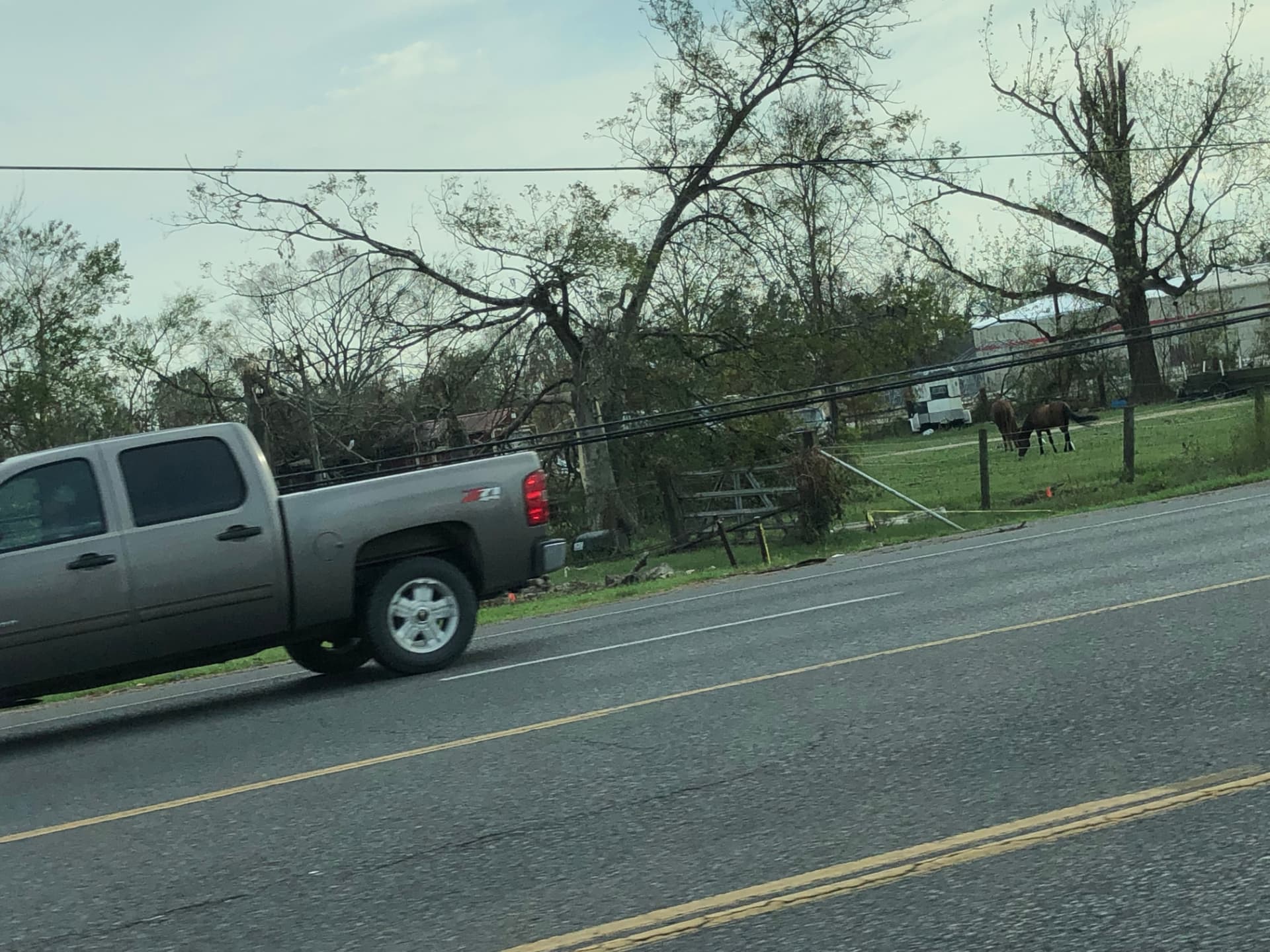Damage along the highway