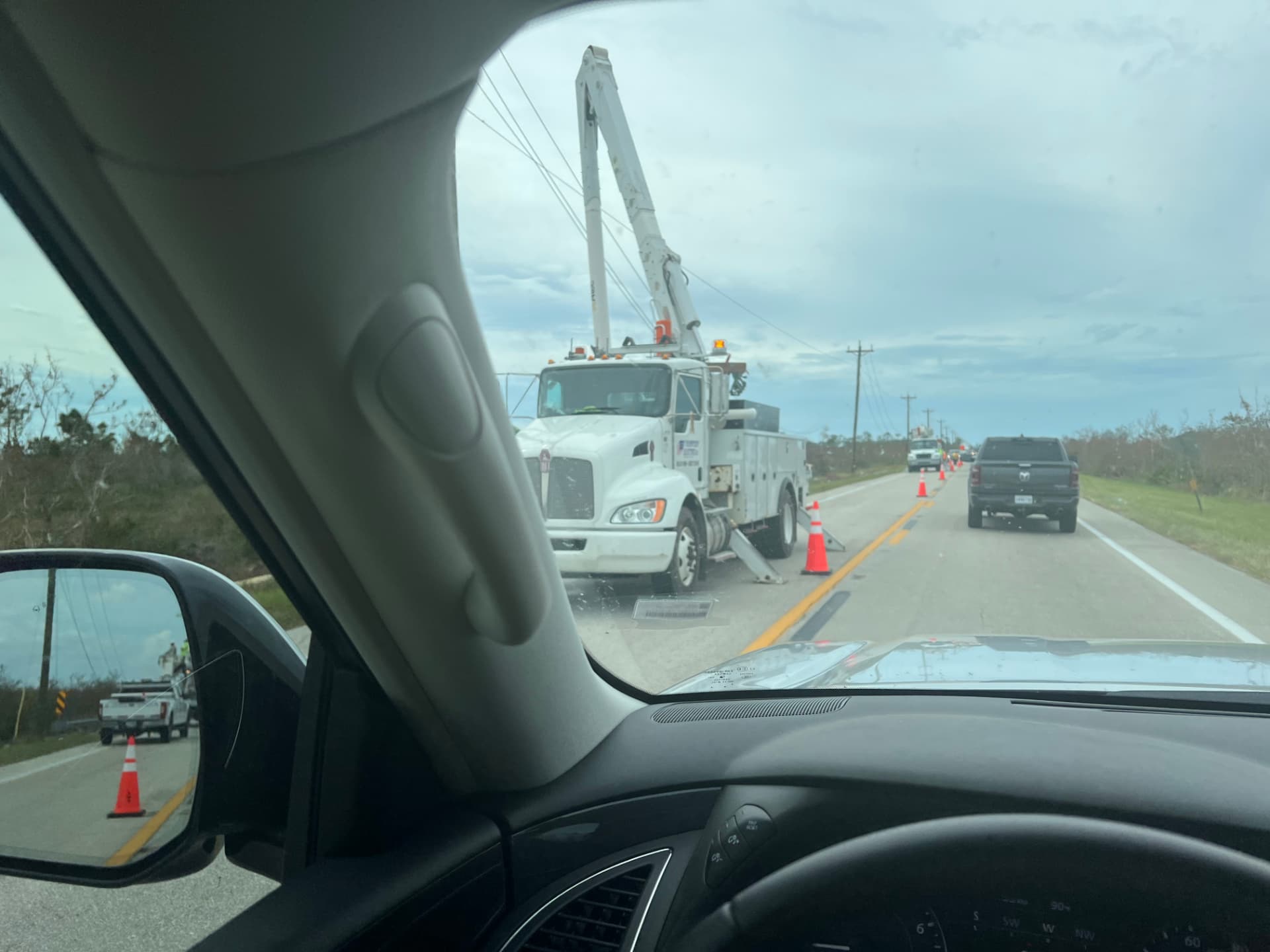 Line work under traffic control