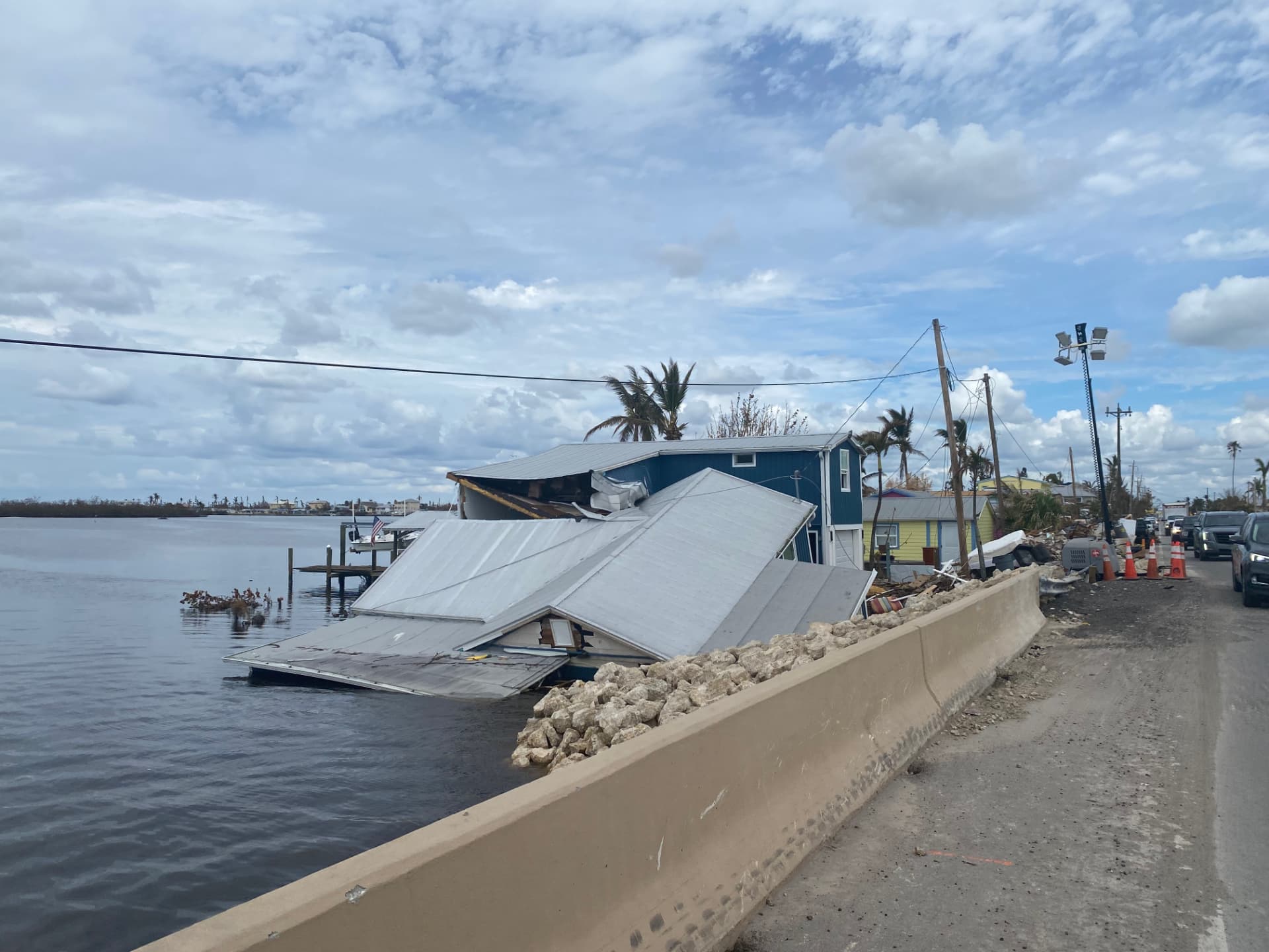 Roadway held by the seawall