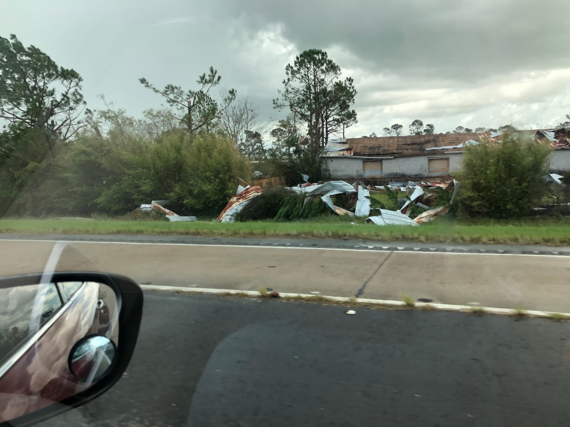 Roof peeled off the warehouse