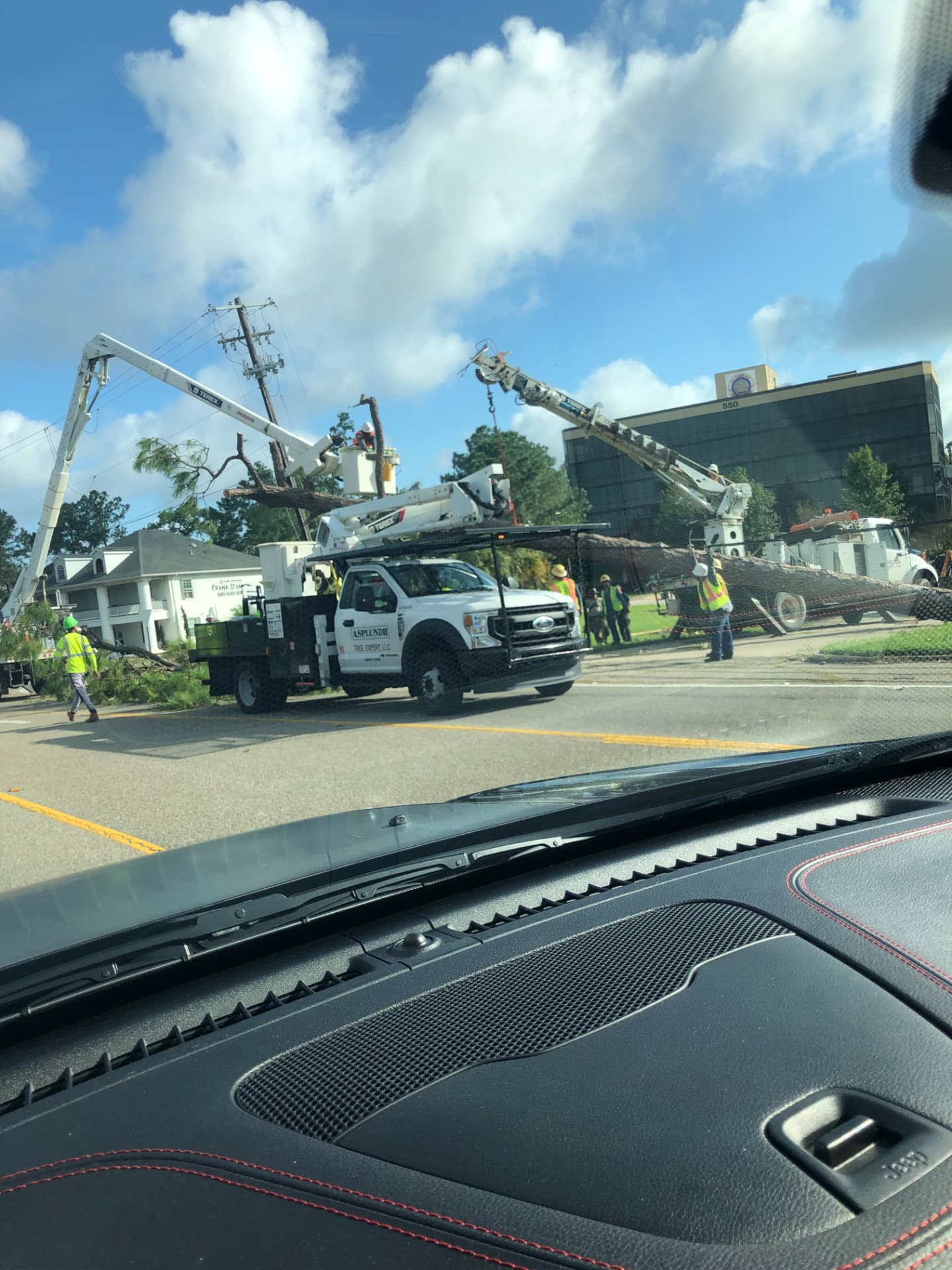 Bucket crews working the intersection